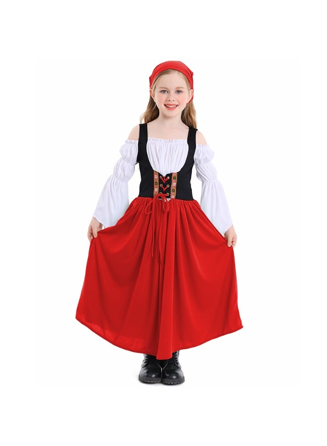 نيبمينينت Renaissance Medieval Princess Costume Dress for Girls | Victorian Bell Sleeve Off-Shoulder Gown with Headband | Fancy Dress-Up for Halloween, Cosplay, Themed Parties (Ages 4-16 Years) - Image 1
